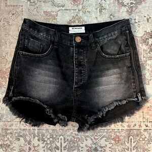 One Teaspoon Black Denim Shorts